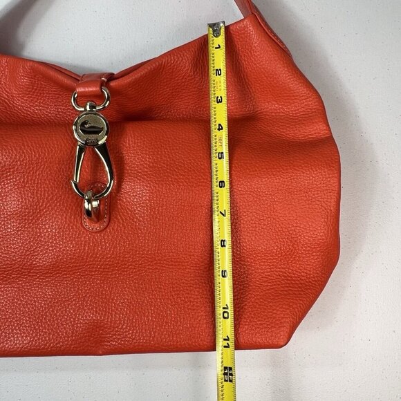 Dooney & Bourke Women Pebble Grain Belvedere Logo Lock Handbag Purse Orange EUC - Picture 11 of 13